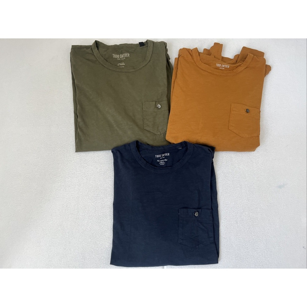 Todd Snyder Mens XXL Long Sleeve Crew Neck Pocket Tee Lot of 3 Cotton USA Made